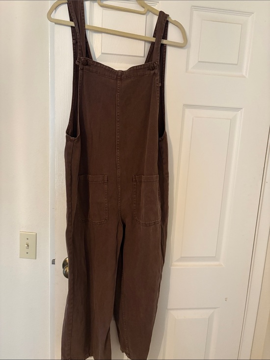 Carly Jean Los Angeles Denim - Carly Jean Los Angeles Brown Denim Wide-Leg Overalls